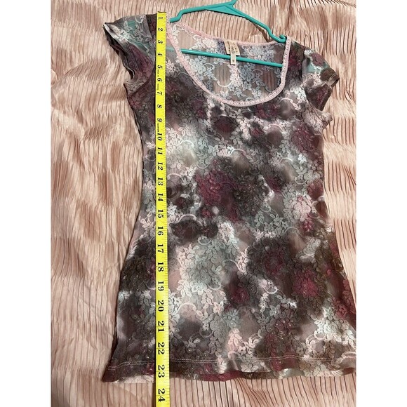 Rue 21 Purple And Pink Lace Top Short Sleeve Size M Fairy Whimsigoth - Picture 5 of 12
